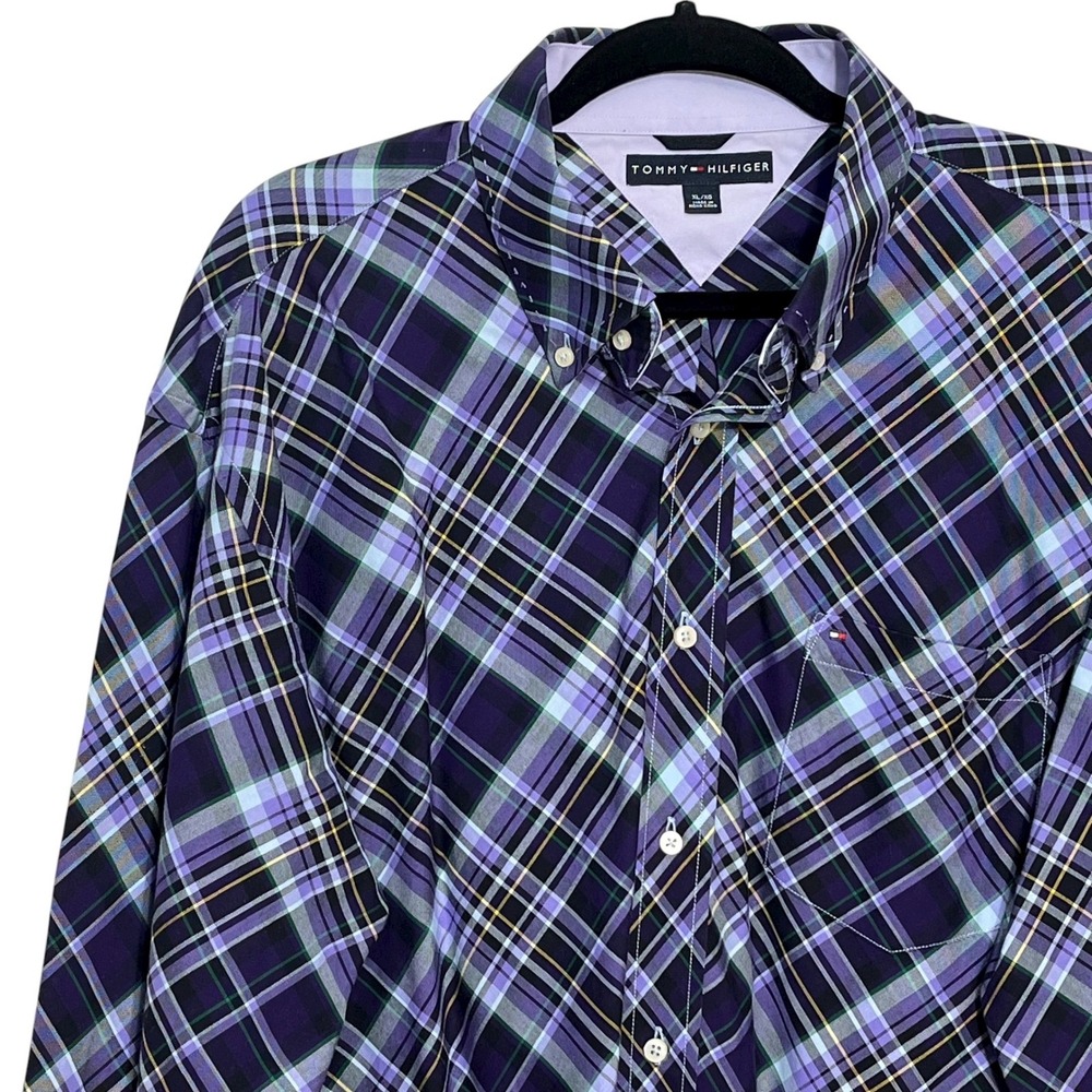 Tommy Hilfiger Mens XL Purple Plaid Button Down Long Sleeve Casual Shirt‎ - Picture 2 of 8